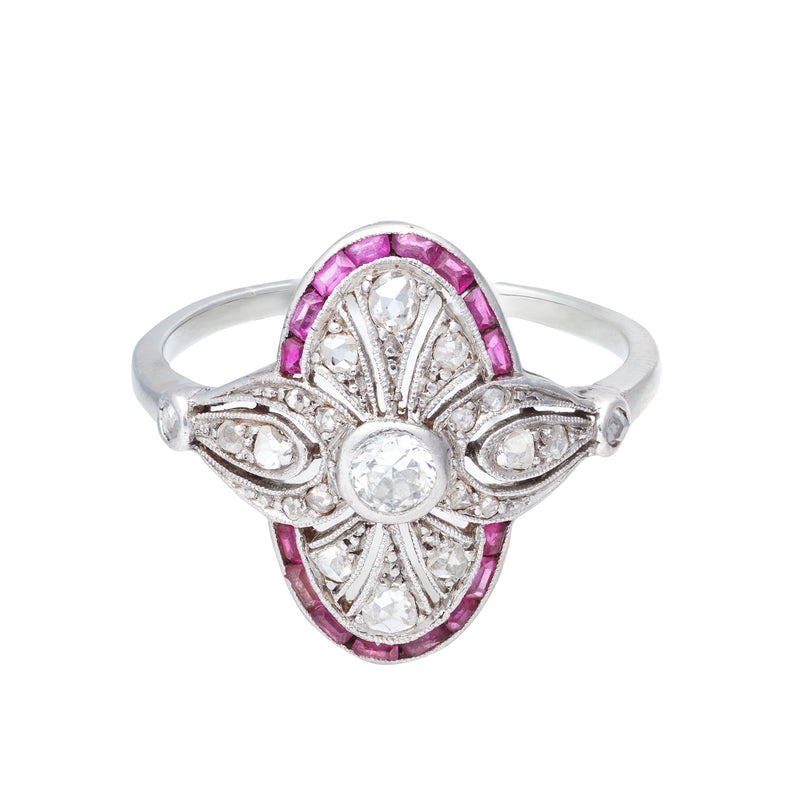 A Deco Ruby Diamond Ring