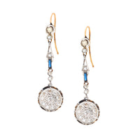 Pair of Diamond Sapphire Earrings