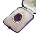 A Large Amethyst and Natural Pearl Pendant