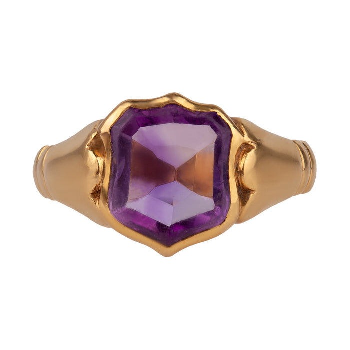 Amethyst Gold Shield Ring