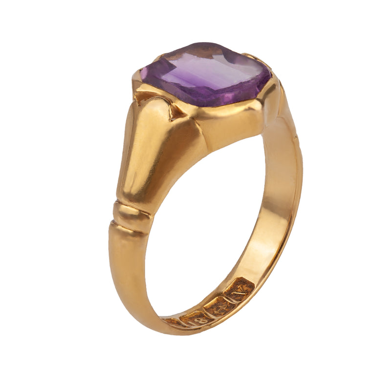 An Amethyst Gold Shield Ring