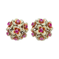 Pair of Italian Burma Ruby Gold Earrings