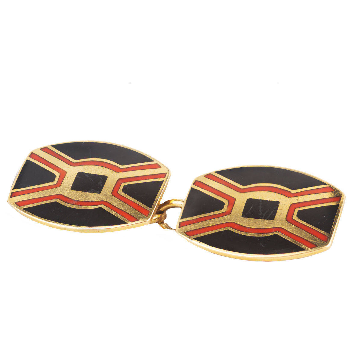 Pair of Art Deco Gold Enamel Cufflinks