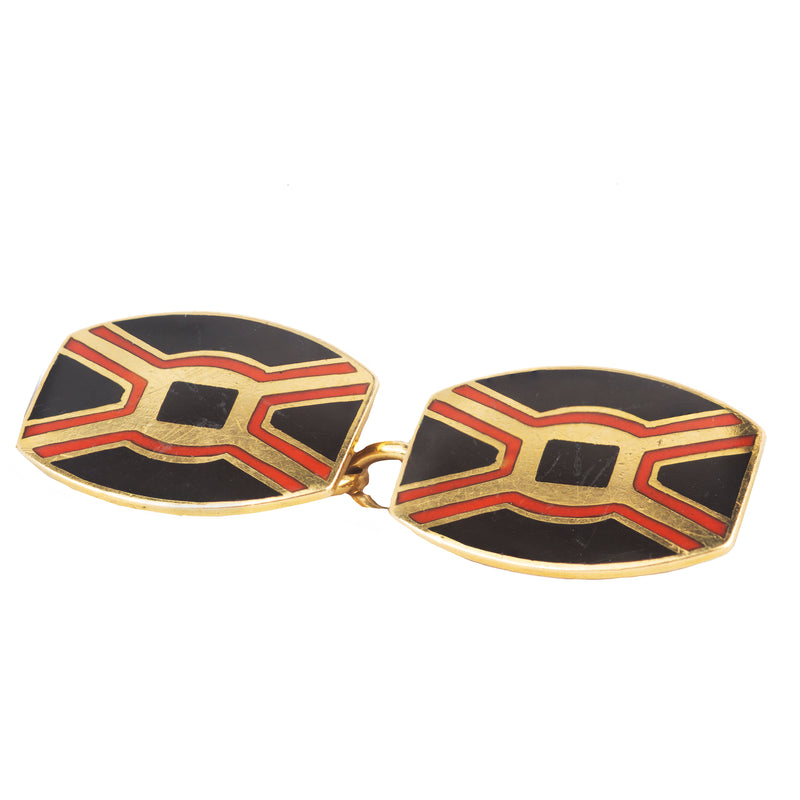 Pair of Art Deco Gold Enamel Cufflinks