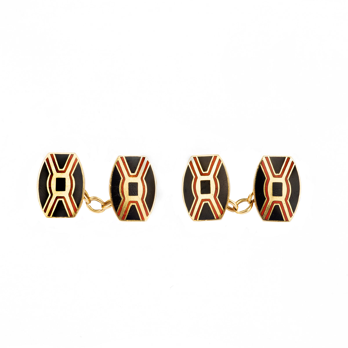Pair of Art Deco Gold Enamel Cufflinks