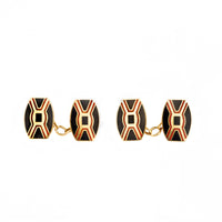 Pair of Art Deco Gold Enamel Cufflinks