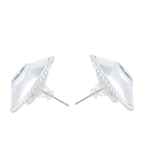 A Pair of Aquamarine Gold Stud Earrings