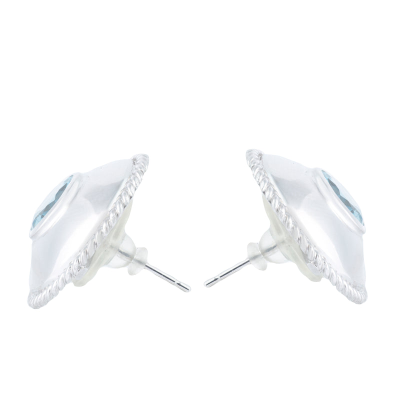 A Pair of Aquamarine Gold Stud Earrings