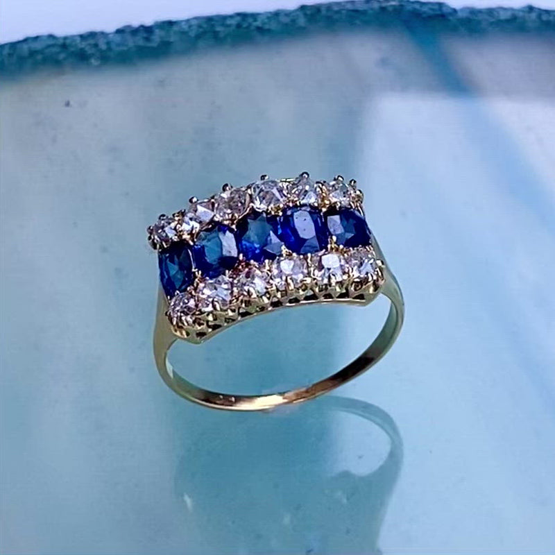 A 1930's Burmese Sapphire & Diamond Ring