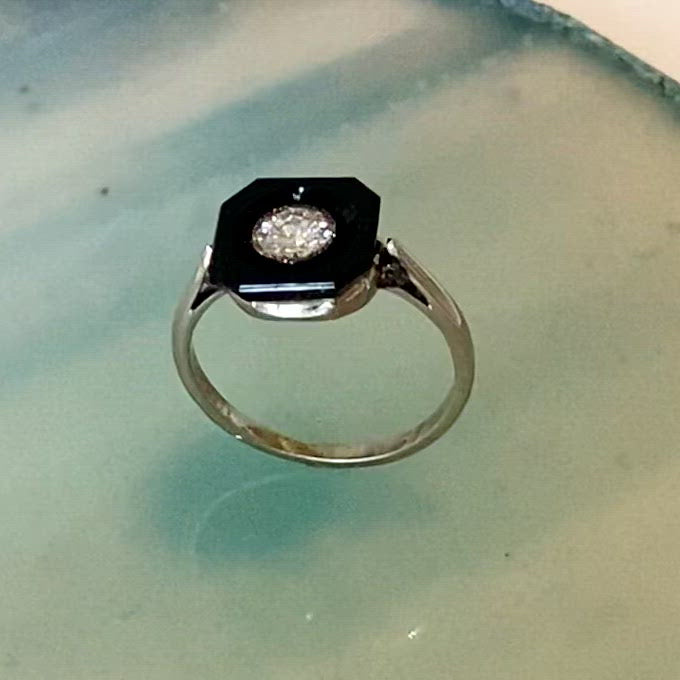 Deco Onyx Diamond Ring