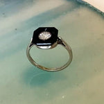 Art Deco Onyx & Diamond 18ct Gold Ring, c. 1920s