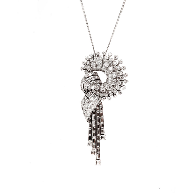 A 1950's Diamond White Gold Pendant / Brooch