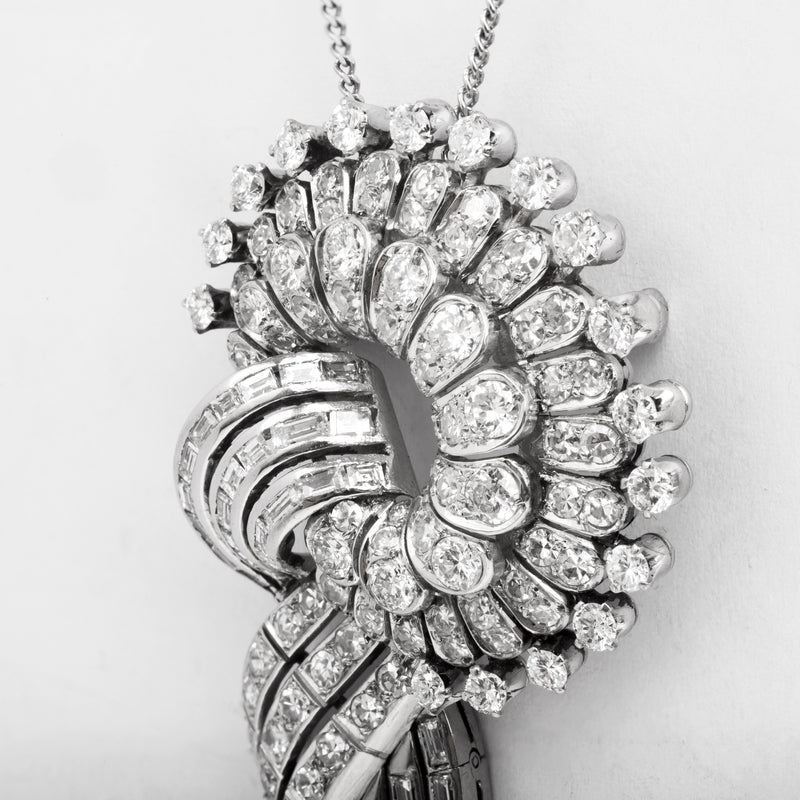 A 1950's Diamond White Gold Pendant / Brooch