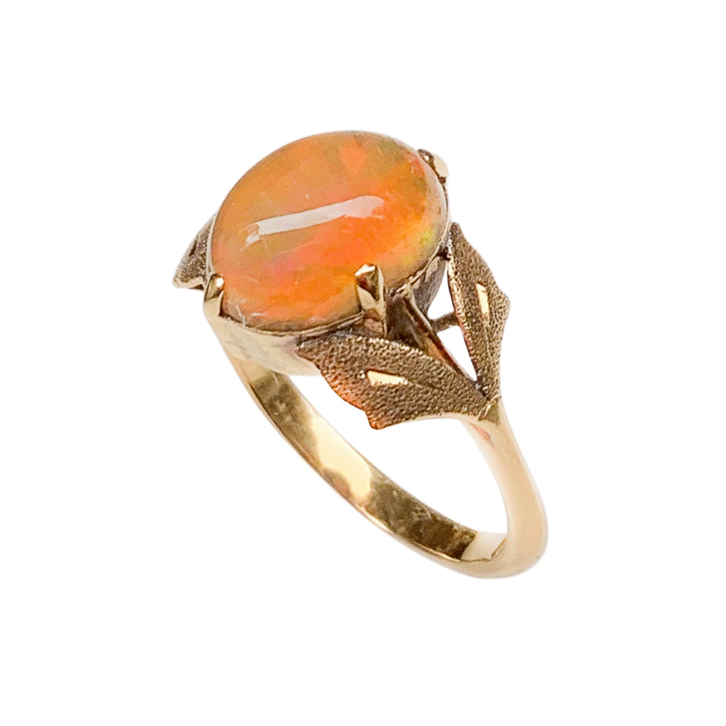 An Art Nouveau Fire Opal Ring