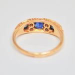 Edwardian three Sapphire & Diamond 18ct Gold ring
