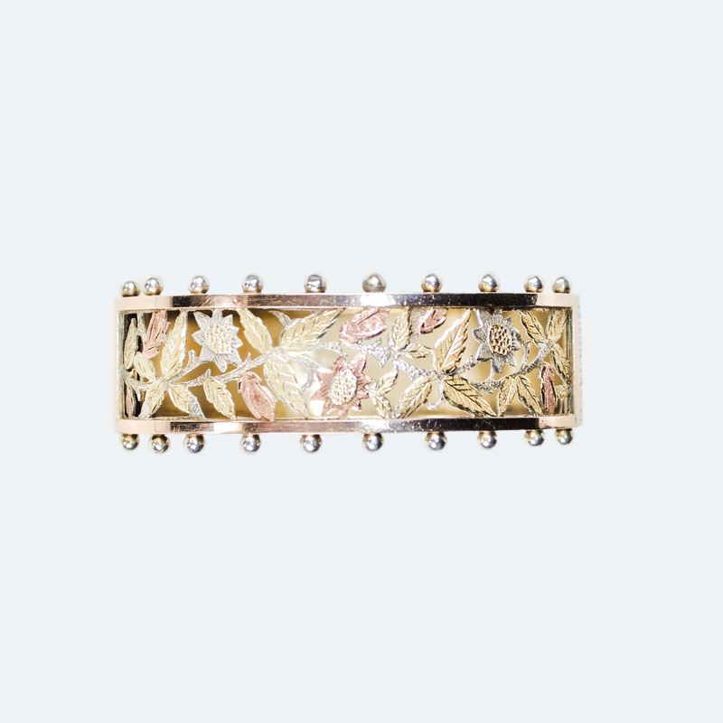 Victorian Silver Gold Bangle, c.1880