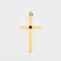 Edwardian Blood red Ruby 18ct Gold Cross