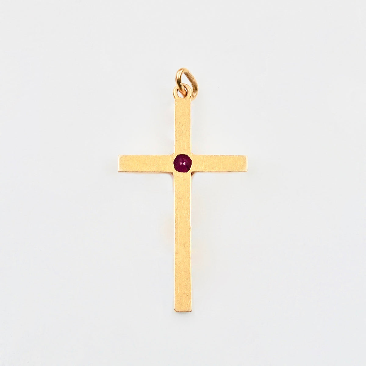 Edwardian Blood red Ruby 18ct Gold Cross