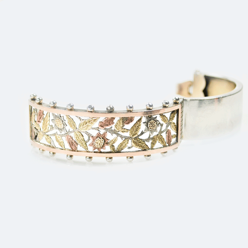 Victorian Silver Gold Bangle, c.1880