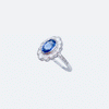 2 carat Sapphire, 18ct Gold Ring surrounded by 14 Diamonds