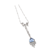 A Sapphire Diamond Platinum Necklace