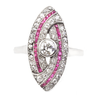 A Deco Diamond Ruby Ring