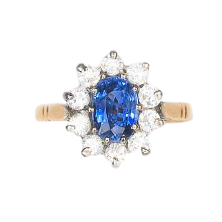A Sapphire Diamond Cluster Ring