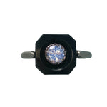 Art Deco Onyx & Diamond 18ct Gold Ring, c. 1920s