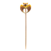 A Gold Owl Stick Pin with Diamond Eyes