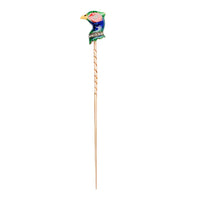 Edwardian Enamel, 18ct Gold, Diamond Pheasant Stick Pin c.1910
