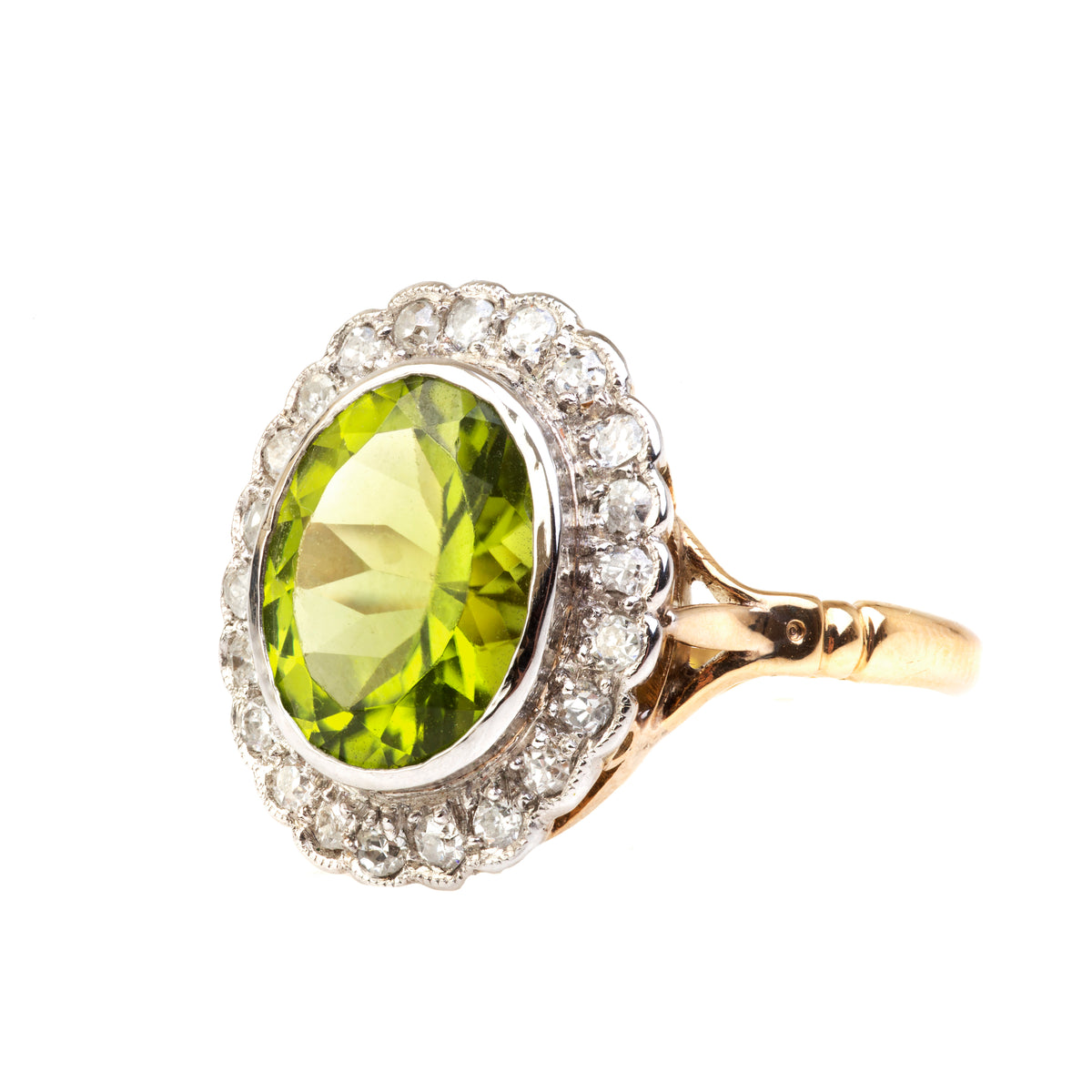 A Peridot and Diamond Ring