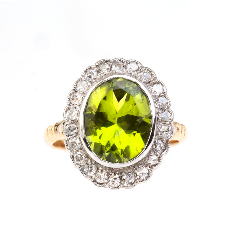 A Peridot and Diamond Ring