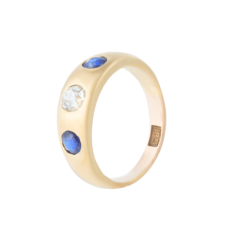 A Sapphire Diamond Gypsy Ring