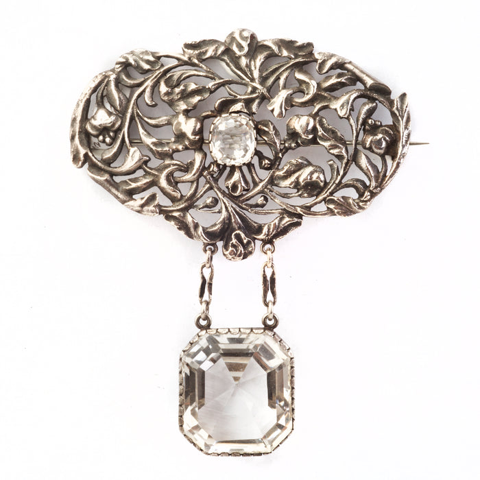 A Silver and Rock Crystal Brooch