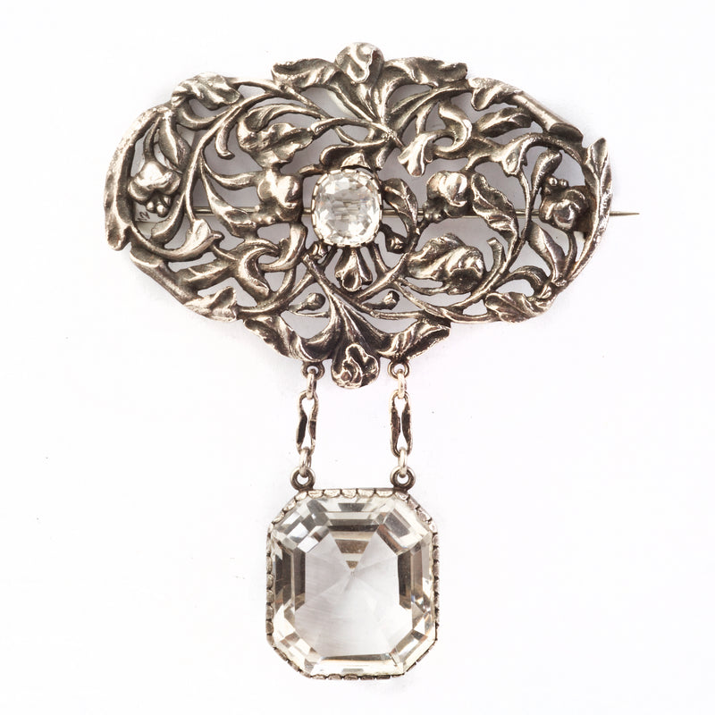 Silver and Rock Crystal Brooch