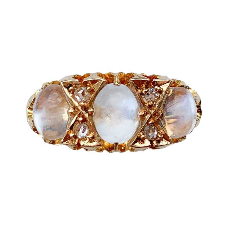 A Gold Diamond Moonstone Ring