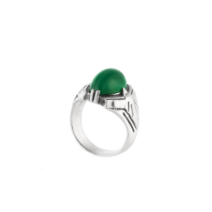 French Silver Chrysoprase Ring