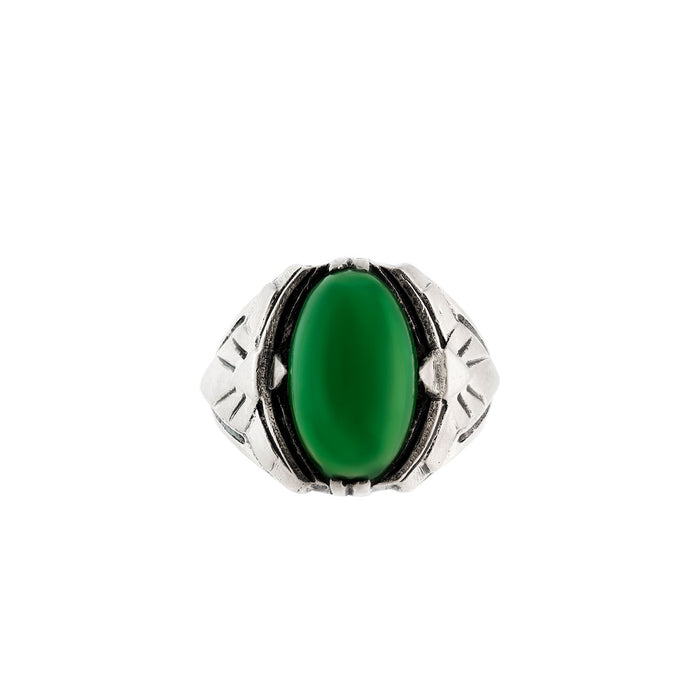 French Silver Chrysoprase Ring