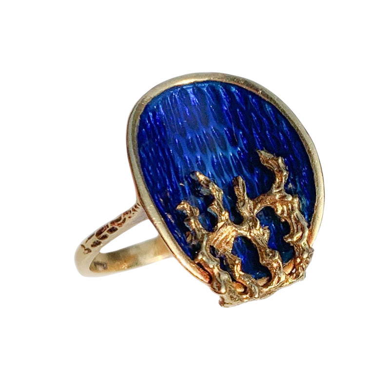 An Italian 1970's Enamel Gold Ring