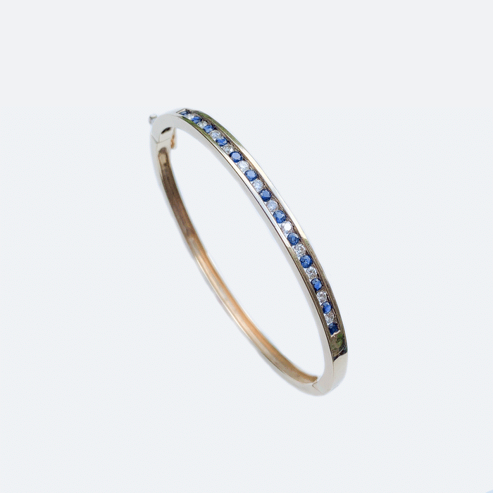 9ct gold, Sapphire & Diamond Bangle