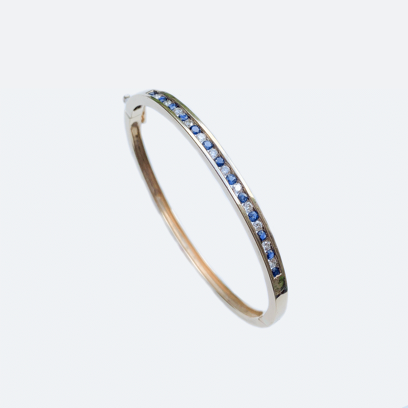 9ct gold, Sapphire & Diamond Bangle